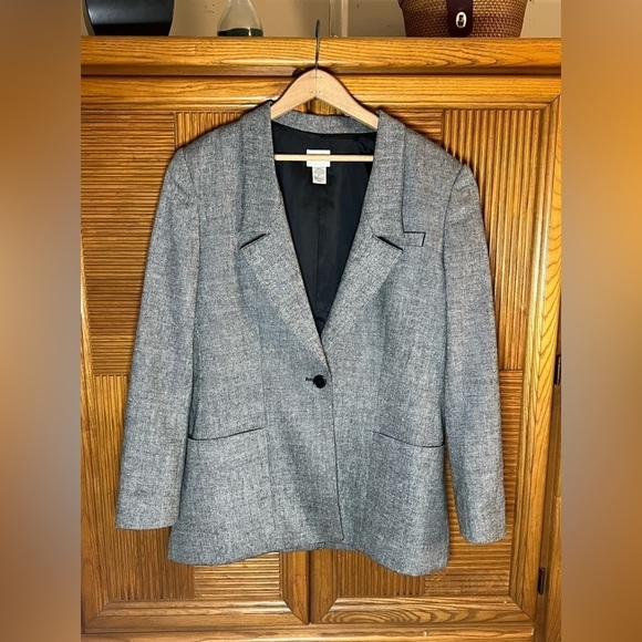 Chico’s wool blend grey blazer tweed size 1 - Picture 5 of 8